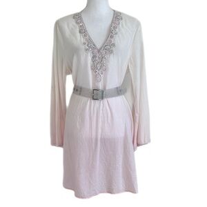 SIMPLY RHONA Pink Ombre Beaded Sequined Tunic Top